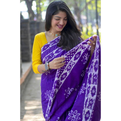 Harita Khadi Purple White Butta Saree