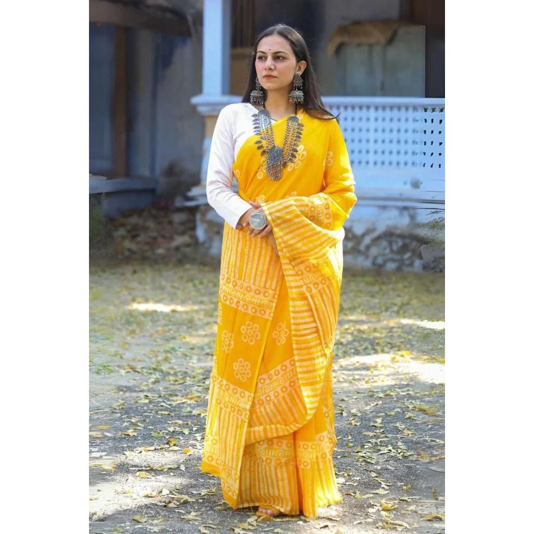 Harita Khadi Yellow Saree