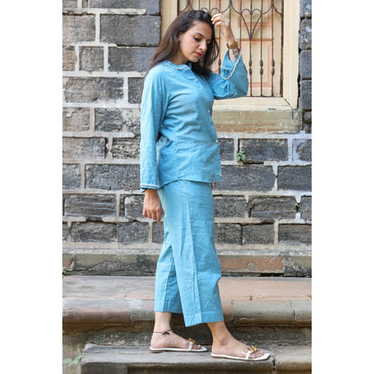 Diti Khadi Blue Top And Pant