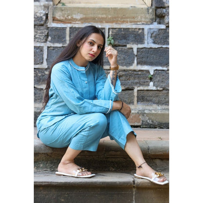 Diti Khadi Blue Top And Pant