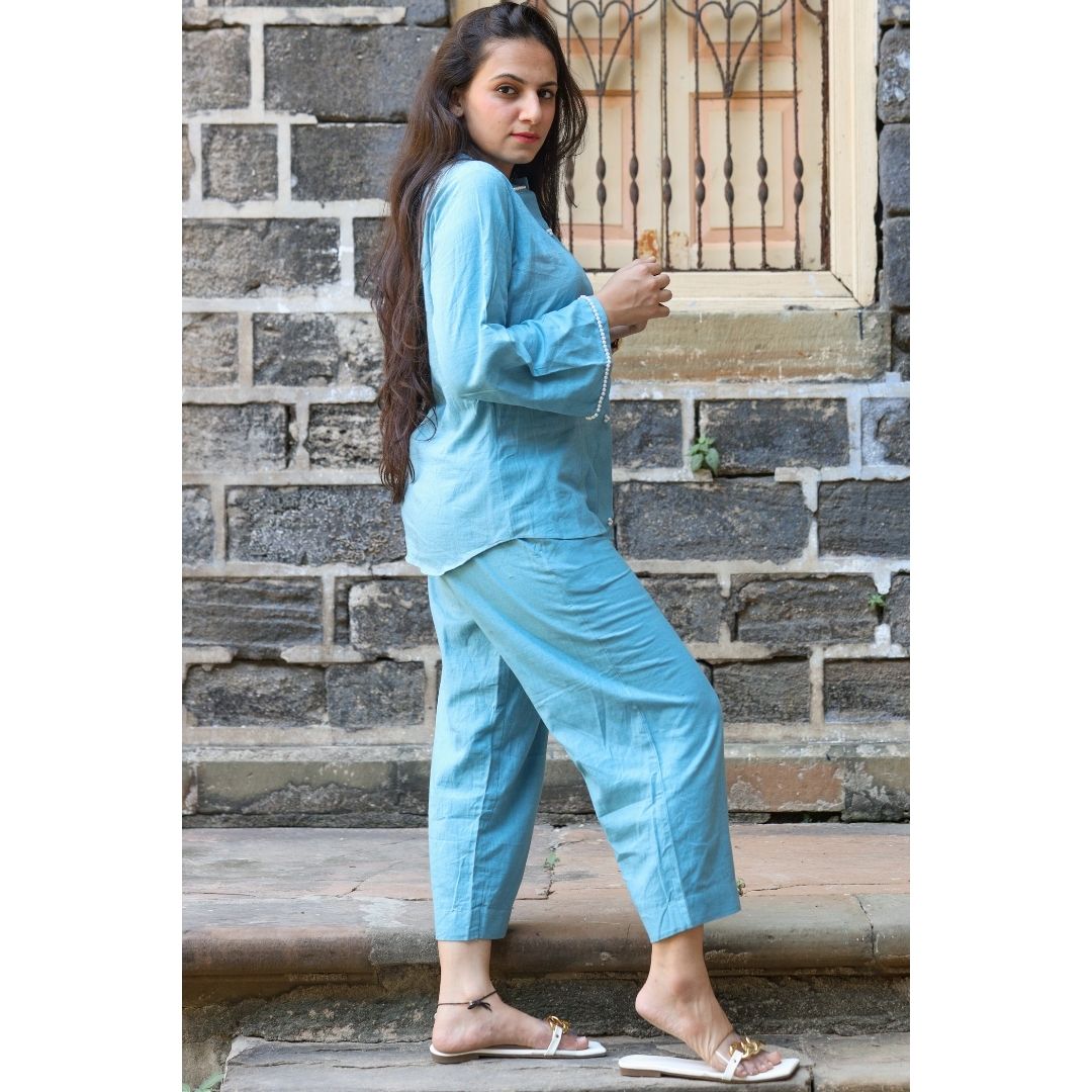 Diti Khadi Blue Top And Pant