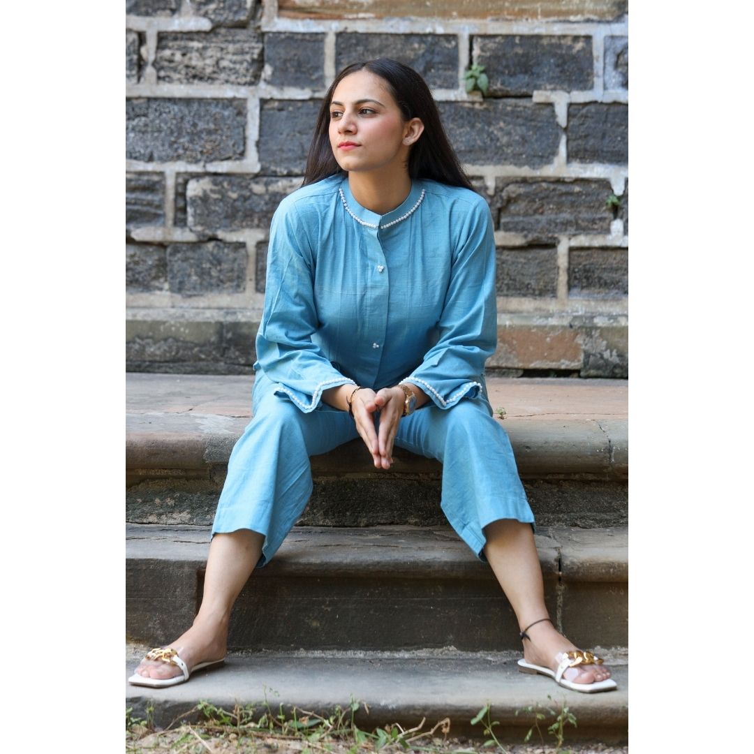 Diti Khadi Blue Top And Pant