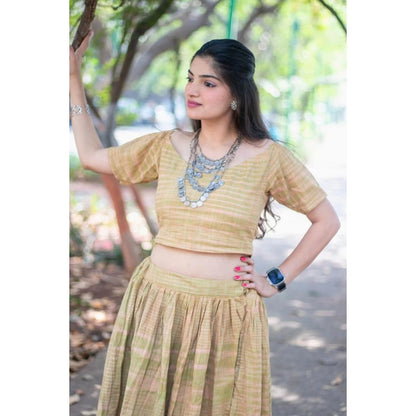 Karvi Khadi Lining Crop Top And Skirt