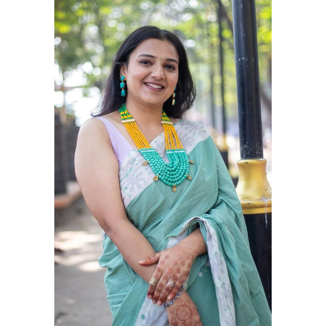 Harita Khadi Sea Green Saree