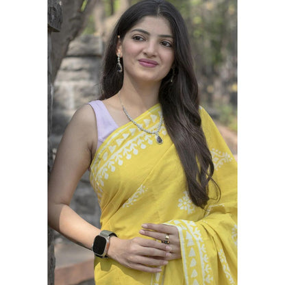 Harita Khadi Lemon Yellow Saree