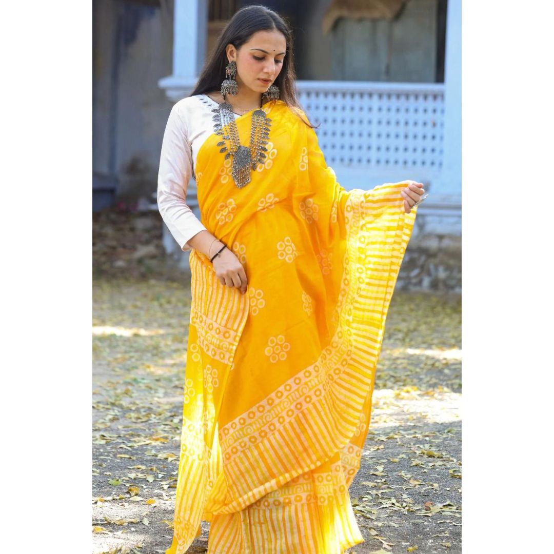 Harita Khadi Yellow Saree