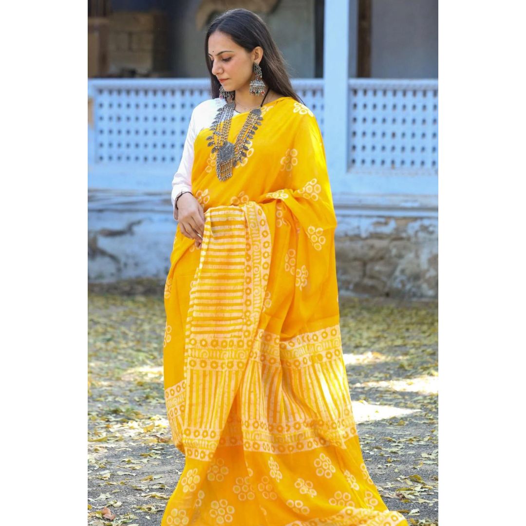 Harita Khadi Yellow Saree