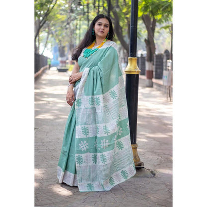 Harita Khadi Sea Green Saree