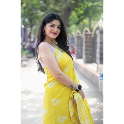 Harita Khadi Lemon Yellow Saree