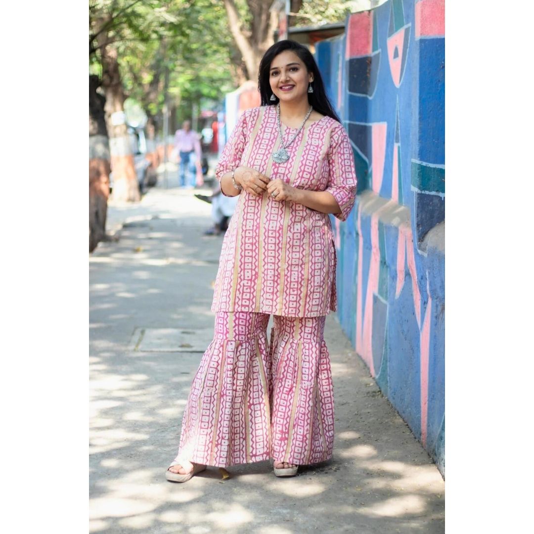 Ira Khadi Short Kurta And Palazzo