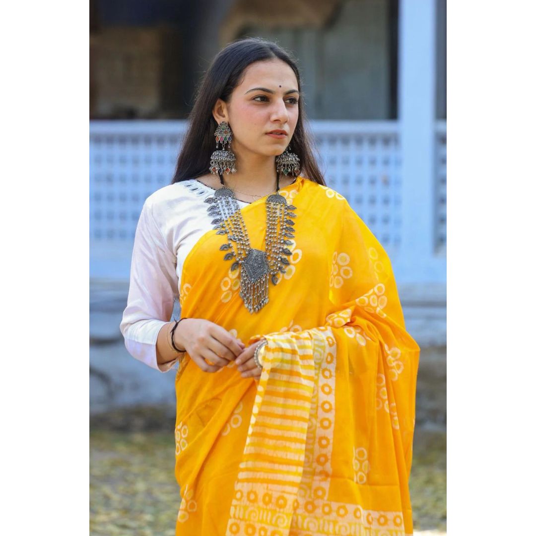 Harita Khadi Yellow Saree