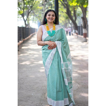 Harita Khadi Sea Green Saree