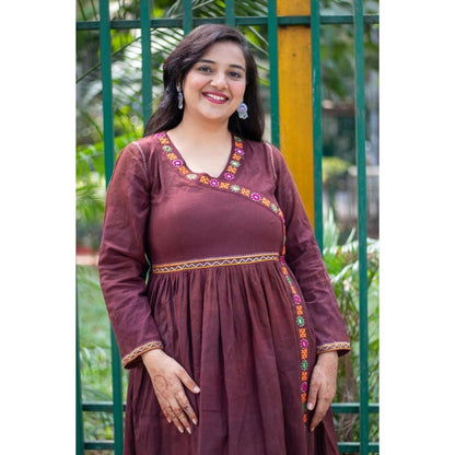 Adya Khadi Brown Kutchi Rebari Kurti