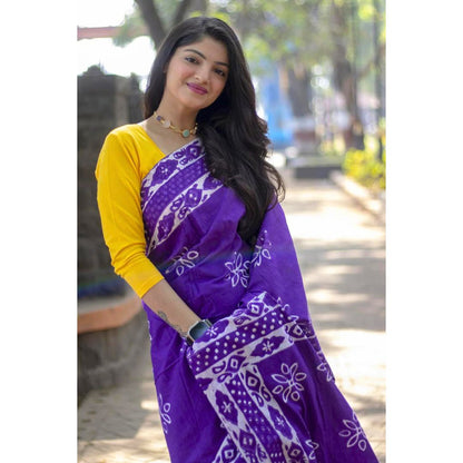 Harita Khadi Purple White Butta Saree